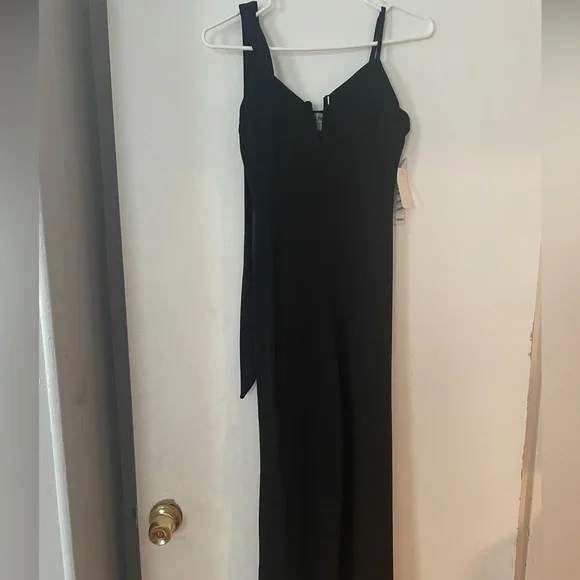 Almost Famous Bra Cup Cami Notch Neck Jumpsuit, Size: Small, Black - Picture 2 of 5